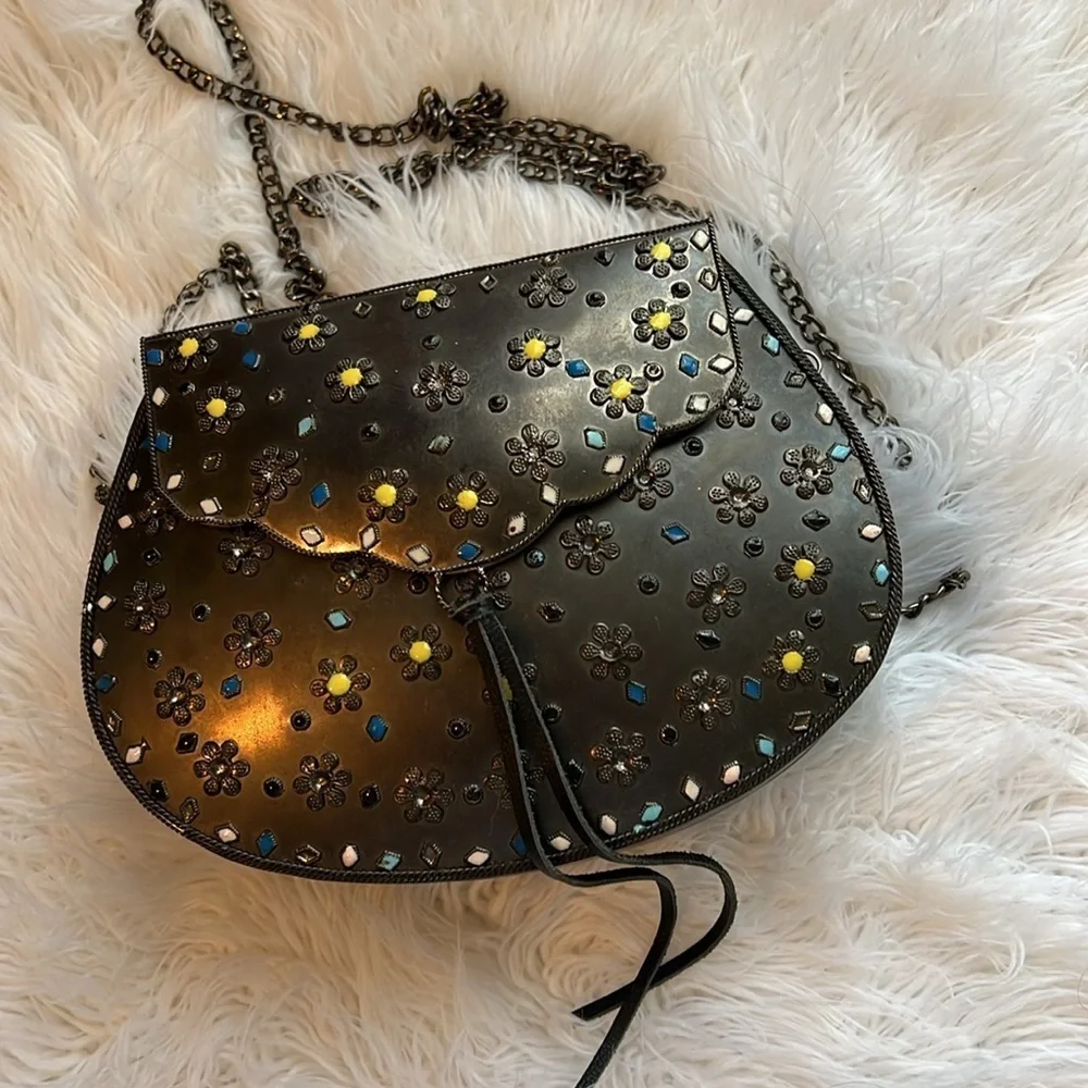 Sam Edelman Georgina metal and leather crossbody bag